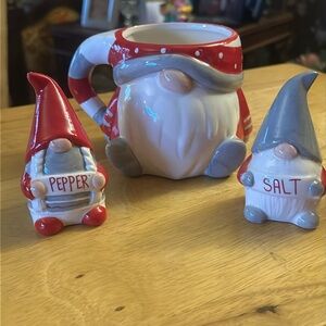 Matching Christmas mug and Salt and Pepper Shakers